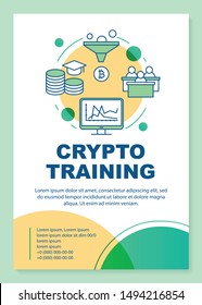 Cryptocurrency mining training poster template layout. Crypto trading business course. Banner, booklet, leaflet print design with icons. Vector brochure page layouts for magazines, advertising flyers
