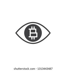 Cryptocurrency mining vector icon. filled flat sign for mobile concept and web design. Bitcoin eye simple glyph icon. Symbol, logo illustration. Pixel perfect vector graphics