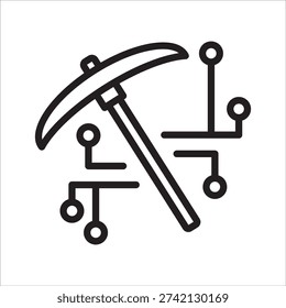 Cryptocurrency Mining virtual economy simple line icon