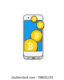 Cryptocurrency Mobile Banking. Bitcoin Exchange. Bitcoin Mining. Bitcoins in Mobile Phone.