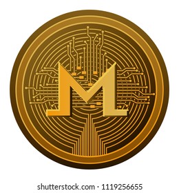 cryptocurrency monero coin with circuit lines