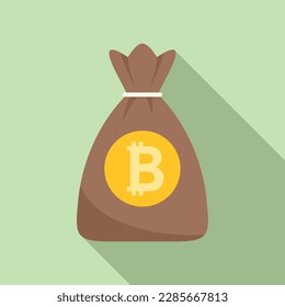 Cryptocurrency money bag icon flat vector. Finance business. Financial payment