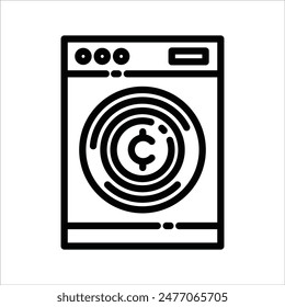 Icono de línea simple de lavandería de dinero de criptomonedas