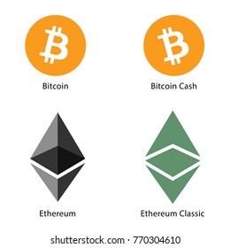 cryptocurrency money set illustration in colorful