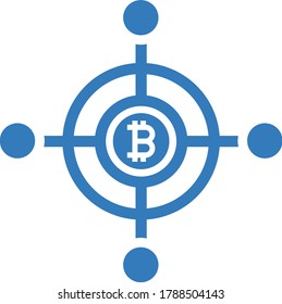 Cryptocurrency network icon / blue color