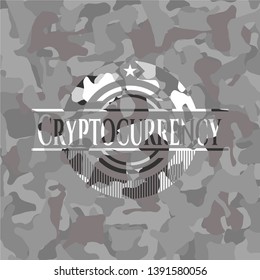 Cryptocurrency on grey camo texture