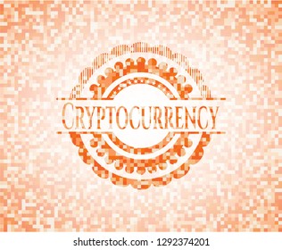 Cryptocurrency orange mosaic emblem