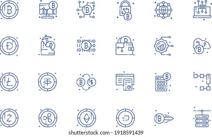 Cryptocurrency Outline Icon Pack - All elements on this template are editable with vector software