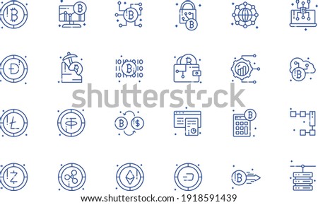 Cryptocurrency Outline Icon Pack - All elements on this template are editable with vector software