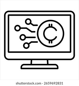 Ilustración vectorial de icono de esquema de criptomoneda