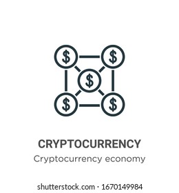 Cryptocurrency outline vector icon. Thin line black cryptocurrency icon, flat vector simple element illustration from editable blockchain concept isolated stroke on white background