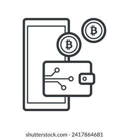 Cryptocurrency payments and digital wallet isolated icon