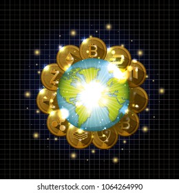 cryptocurrency in the planet icons