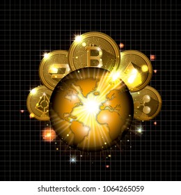 cryptocurrency in the planet icons