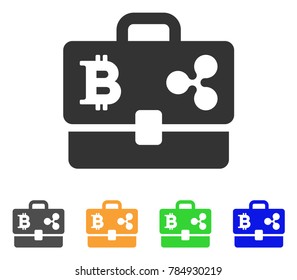 Cryptocurrency Portfolio icon. Vector illustration style is a flat iconic cryptocurrency portfolio symbol with grey, yellow, green, blue color variants. Designed for web and software interfaces.