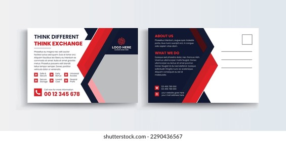 Cryptocurrency postcard design template. Cryptocurrency Company Business Postcard Template Design, Simple and Clean Modern Minimal Postcard Template, Business Postcard Layout
