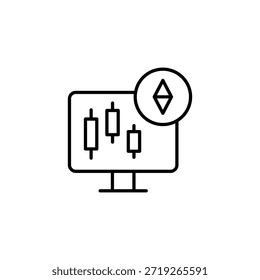 Gráfico de Precio de criptomonedas mostrado en el monitor de la computadora