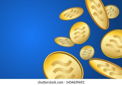 Cryptocurrency Project Libra Coin on blue background. vector.