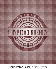 Cryptocurrency red seamless badge with geometric background.