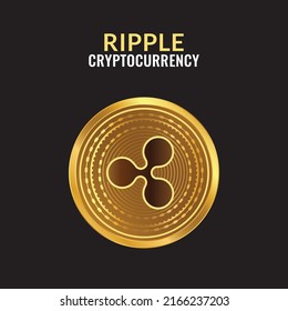 cryptocurrency ripple icon. vector illustration on black background. Digital currency. 