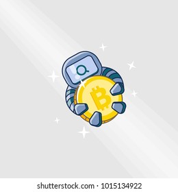 Cryptocurrency and robot - vector image