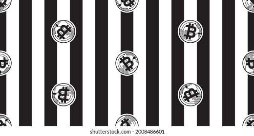 Cryptocurrency seamless pattern, Bitcoin logo on black and white background. 