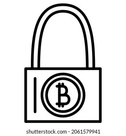 Cryptocurrency security, Blockchain advantage, Bitcoin protection. Icon, vector, outline, isolated, 48 pixel. Editable stroke.