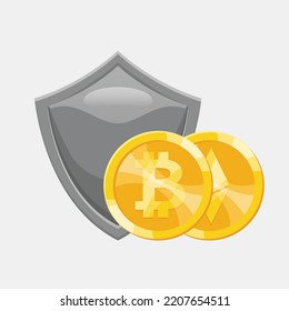 Cryptocurrency Security Concept with Shield and Coin Vector