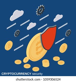 Cryptocurrency security flat 3d isometric vector concept illustration