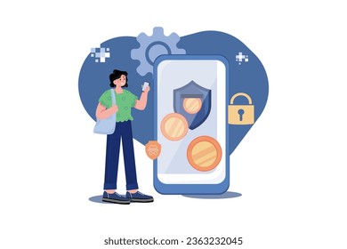 Concepto de seguridad de criptodivisa Ilustración en fondo blanco