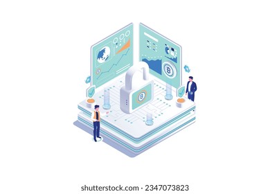 Cryptocurrency Security - Isometric Vector
