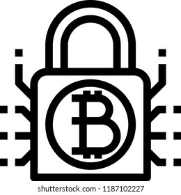 Cryptocurrency Security, Thin line icons. bitcoin outline.