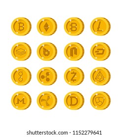 cryptocurrency set types icons