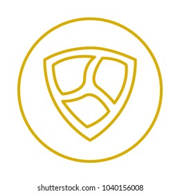 Cryptocurrency signs vector set in gold outline style