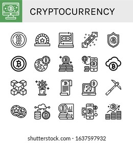 cryptocurrency simple icons set. Contains such icons as Bitcoin, Token, Fintech, Blockchain, Pickaxe, Tokens, Cryptocurrency, can be used for web, mobile and logo