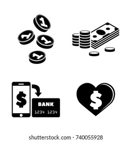 Cryptocurrency. Simple Related Vector Icons Set for Video, Mobile Apps, Web Sites, Print Projects and Your Design. Black Flat Illustration on White Background.