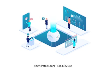 Cryptocurrency for site design. Blockchain technology. Cryptocurrency exchange. Crypto online commerce. Mining cryptocurrency concept vector.