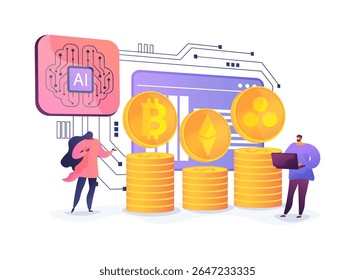 Criptomoeda Plataformas abstrato conceito vetor ilustração. Plataformas digitais permitem que os usuários apostem criptomoedas para recompensas.