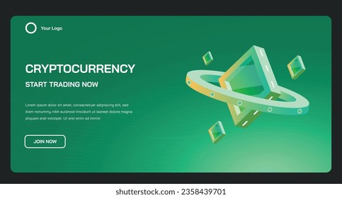 Cryptocurrency start trading banner template