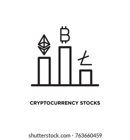 Cryptocurrency stocks vector icon, bitcoin, etherium, litecoin symbol. Modern, simple flat vector illustration for web site or  mobile app