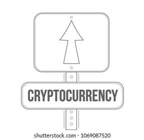 Cryptocurrency street sign concept, graphic design. isolated over a white background 