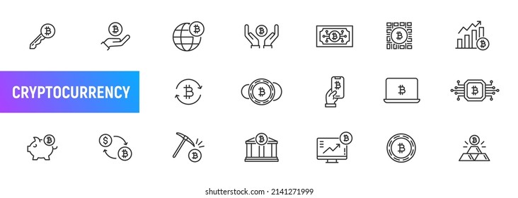 Cryptocurrency Symbol Vector Line Icon. Crypto Currency Bitcoin Money Won Digital Usd Transfer