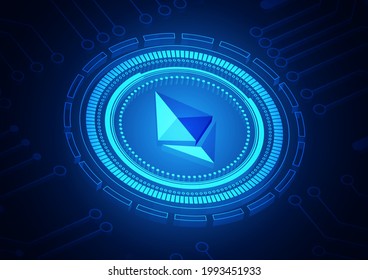 Cryptocurrency technology background with hi-tech digital data connection system and computer electronic design