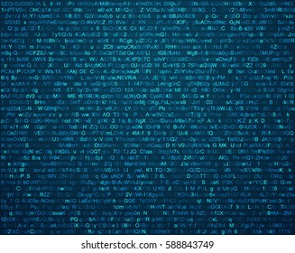 Cryptocurrency Technology / Firewall / Cyber Network Security / Data Encryption / Binary Computer Code Abstract Background. Vector Illustration.