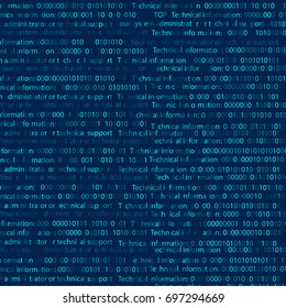 Cryptocurrency Technology / Firewall / Cyber Network Security / Data Encryption / Binary Computer Code Abstract Background. Vector Illustration.
