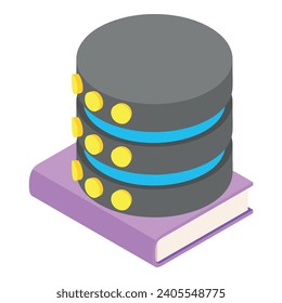 Cryptocurrency technology icon isometric vector. Network database disc on book. Digital money, cryptocurrency concept