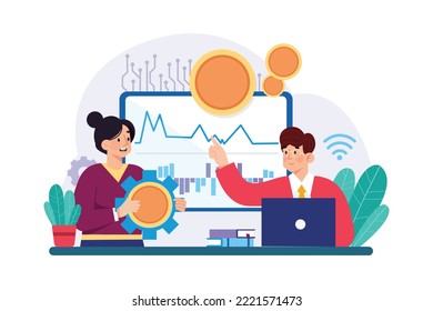 Cryptocurrency Technology Illustration concept. A flat illustration isolated on white background