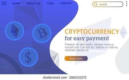 Cryptocurrency template background landing page vector