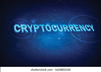 Cryptocurrency text with technology dot and line electronic printed circuit board abstract background vector illustration