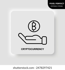 Criptomoneda. Icono de línea fina. Píxel perfecto, trazo editable. Ilustración vectorial